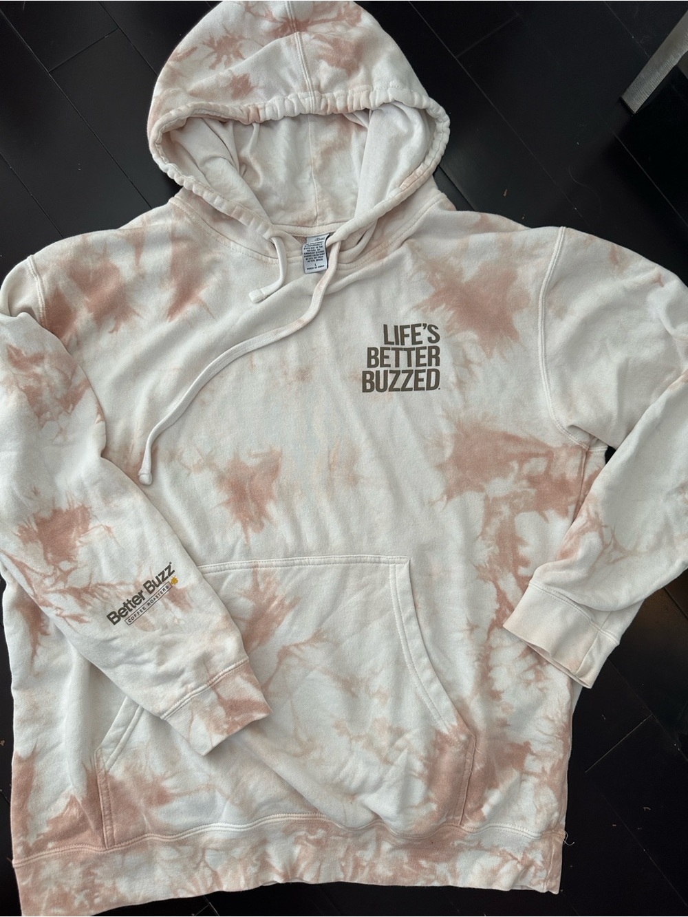 Life's Better Buzzed Tie-Dye Hoodie - Light Peach/White